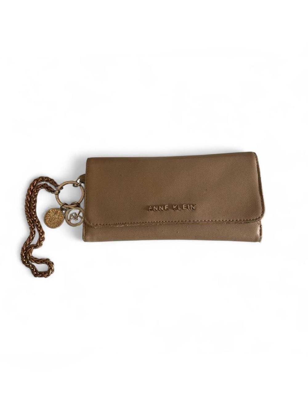 Anne Klein Brown Chain-Accent Wallet